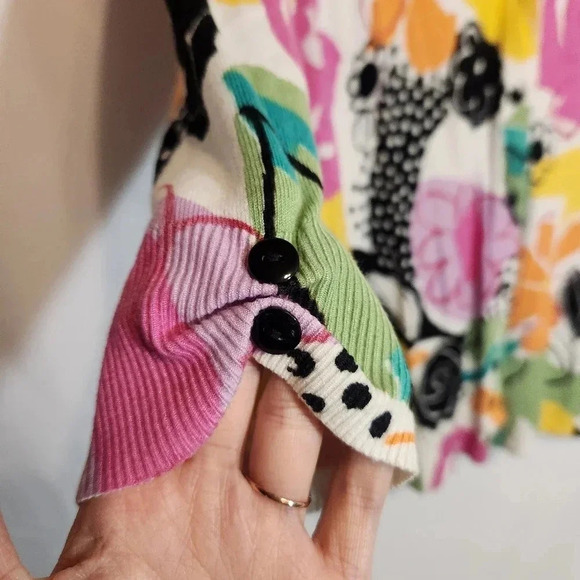 CYRUS Sweater Womens Bright Multicolor Floral Lightweight Summer Cardigan XL - Picture 8 of 9